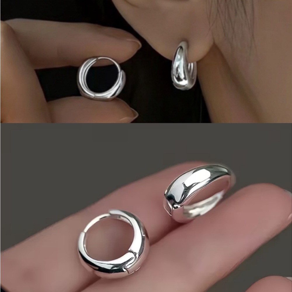 🆕NIP: Huggie Style Silver Plated Hoop Earrings